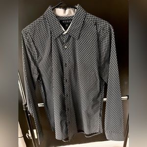 Guess Black Printed Long sleeve Dress Shirt // Size Medium